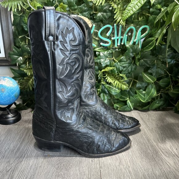 J Chisholm Full Quill Ostrich Western Cowboy Boots Mens 9 D